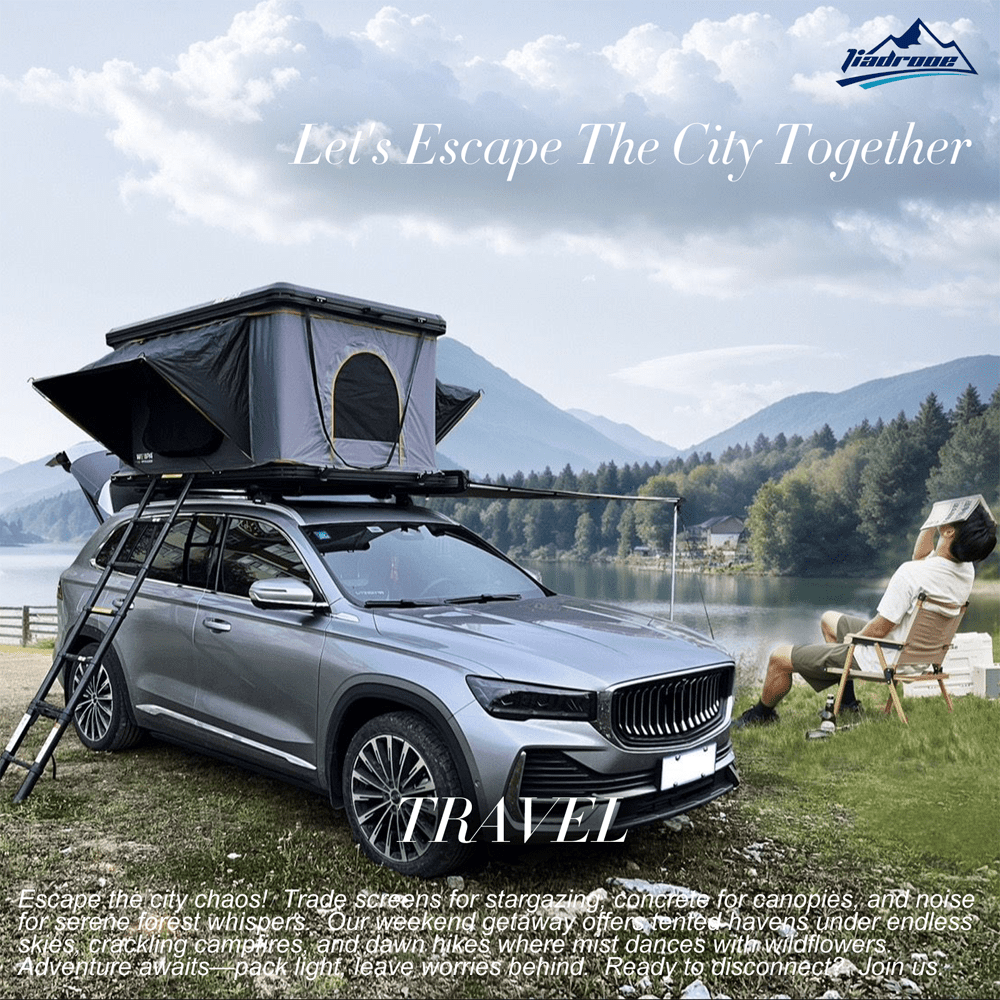 Jiadrooe Rooftop Tent Hard Shell - Rooftop Tent for Van Jeep SUV Truck Car Tents for Camping, Car Roof Tent Hard Shell Roof Top Tent Camping Waterproof, Windproof, Sturdy,2-3 People Tent
