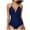 Dark Blue, variant on Women One Piece Swimsuits Solid Color Bathing Suits Halter V Neck Swimwear High Cut Swimsuit One Piece Swimsuit Women