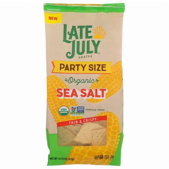 Late July Organic Party Size Sea Salt Thin & Crispy Tortilla Chips 14.75 oz Pack of 2