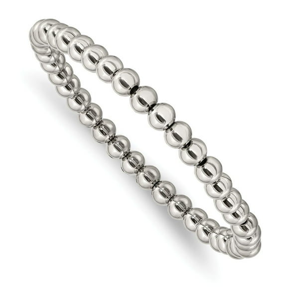 Primal Steel Stainless Steel Polished Beaded Stretch Bracelet