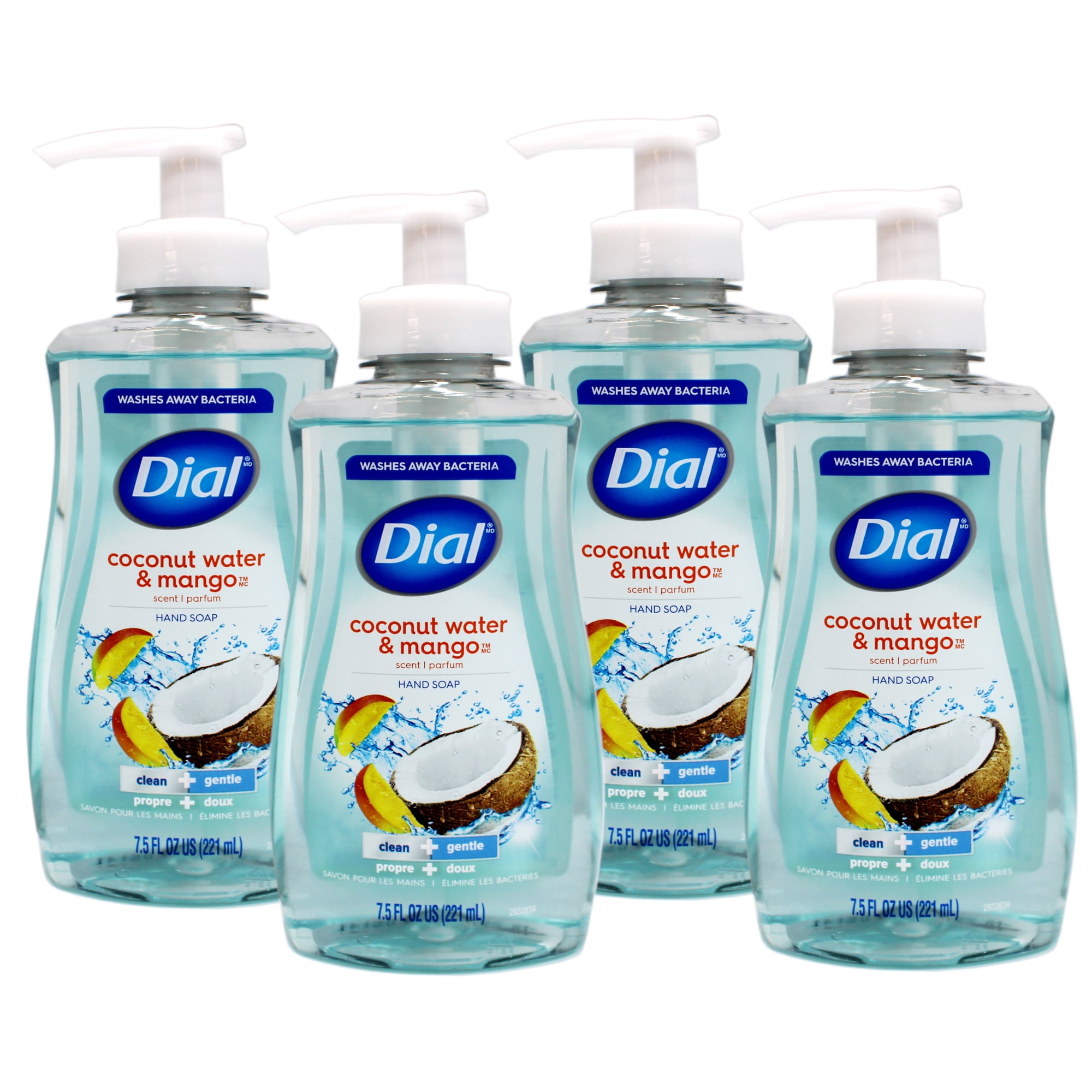 Dial Liquid Hand Soap Coconut Water & Mango, 7.5 FL OZ - 4 Pack