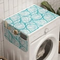 thumbnail image 1 of Abstract Washing Machine Organizer, Geometric Curvy Pattern of Swirls Illustration Grunge Botanical Themes, Anti-slip Fabric Top Cover for Washer and Dryer, Sea Blue and White, by Ambesonne, 1 of 1