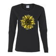 thumbnail image 2 of Wild Bobby, Artsy Cheetah Leopard Print Sunflower, Fashion, Women Graphic Long Sleeve Tee, Black, Medium, 2 of 3