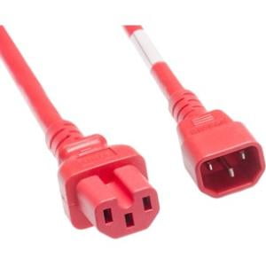 2FT 14AWG RED POWER CORD C14-C15 15AMP 250V SJT JACKET