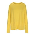 thumbnail image 4 of Long Sleeve Tunic Tops for Women Casual Plus Size Crew Neck Front 2 Pockets Plain T Shirts Basic Tees S-5XL (X-Large, Yellow), 4 of 6