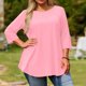 thumbnail image 3 of Plus Tamaño Suelto Ajuste Camisetas para las Mujeres Impresas 3/4 Manga Cuello Redondo Blusa Casual Verano, Más Tamaño de la Túnica de Manga Larga para las Mujeres, 3 of 6