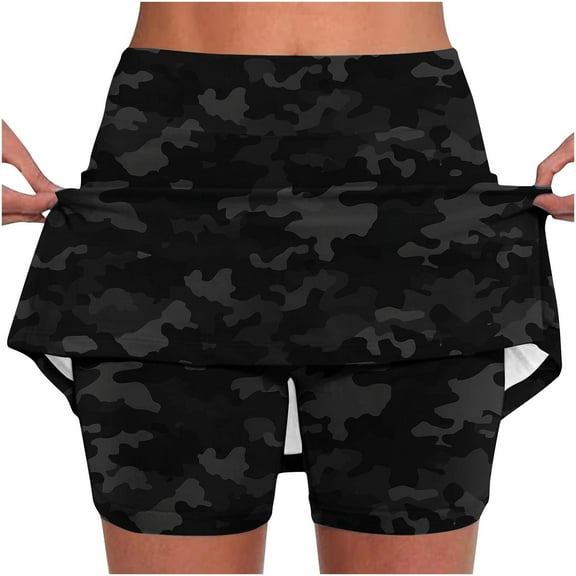 Odbmxy Summer Women Shorts Beach Pant Woman Regular Bottoming with Skirt Camouflage Running Casual Shorts,L
