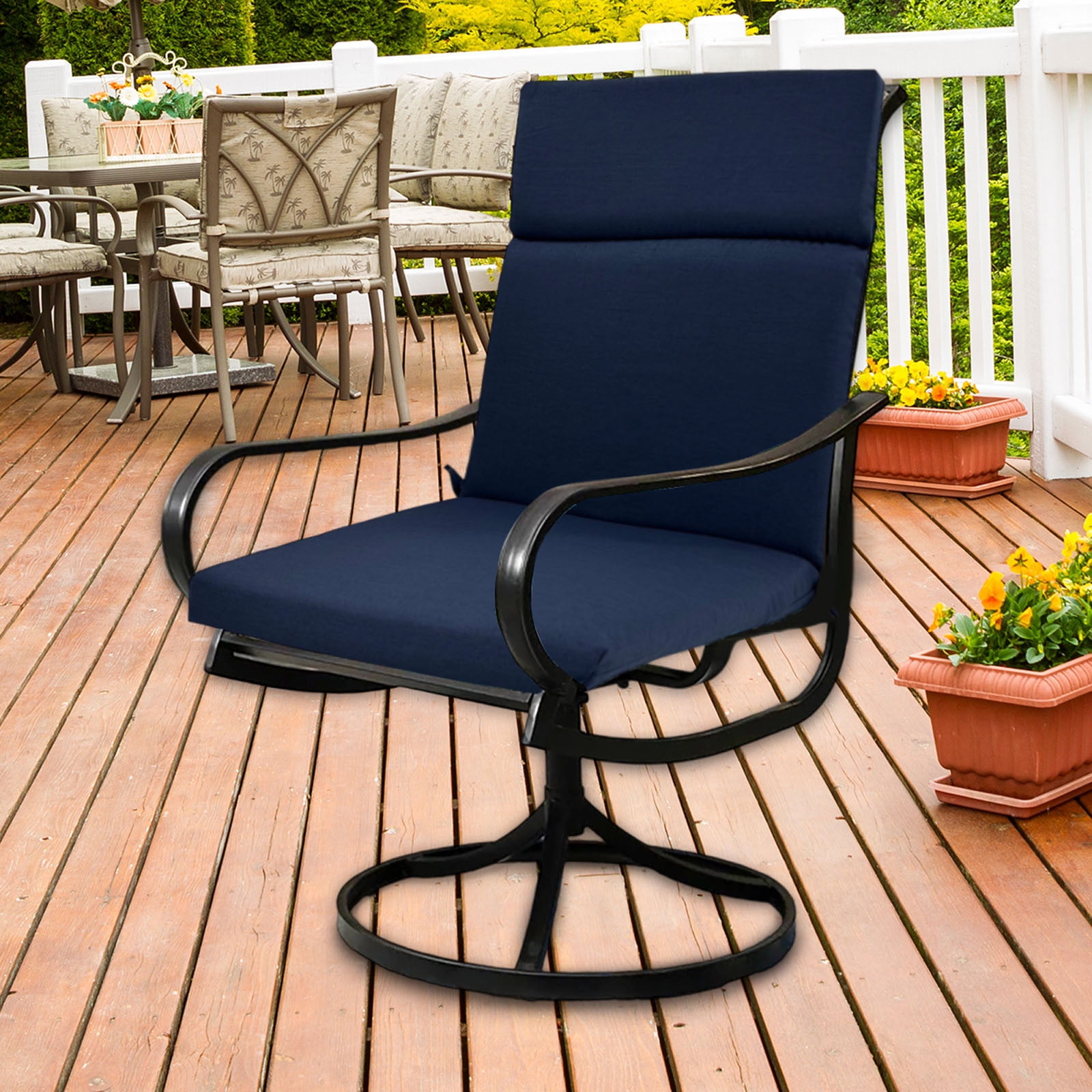 Outdoor Chair Cushions High Back - Waterproof Patio Cushions with Removable Covers, Fade-Resistant Lawn Chair Cushions Machine Washable for Dining Rocking Chairs