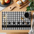 thumbnail image 2 of Gray Black Plaid Placemats Set of 4, Vintage Star Greyish Buffalo Lattice Placemats for Dining Table, Place Mats for Kitchen Tabletop, Waterproof Wipeable Dining Table Mats Set, 2 of 9
