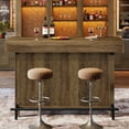 thumbnail image 4 of Finmind 57.48-inch Bar Table, Industrial Counter Height Pub Table with 2-Tier Storage, Rectangular Home Bar Unit with Metal Footrest, Rustic Brown, 4 of 9