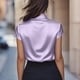 thumbnail image 3 of Camiseta de Manga Corta de Verano para las Mujeres Cuello de Vaca Color Sólido Casual, Camisetas de Manga Corta de las Mujeres Casual Elegante de Uso Diario, 3 of 7