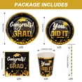 thumbnail image 7 of 201PCS Graduation Party Tableware Set for 25 Guests, Class of 2026 Disposable Graduation Decorations with Plates, Cups, Napkins, Tablecloth & Cutlery, Black Gold Grad Party Supplies, 7 of 7