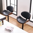 thumbnail image 4 of YOUNIKE Modern 24”H Swivel Barstool, Adjustable Height Counter Stool with Bentwood, Faux Leather Upholstered Bar Stool with Metal Frame, Black, 4 of 22