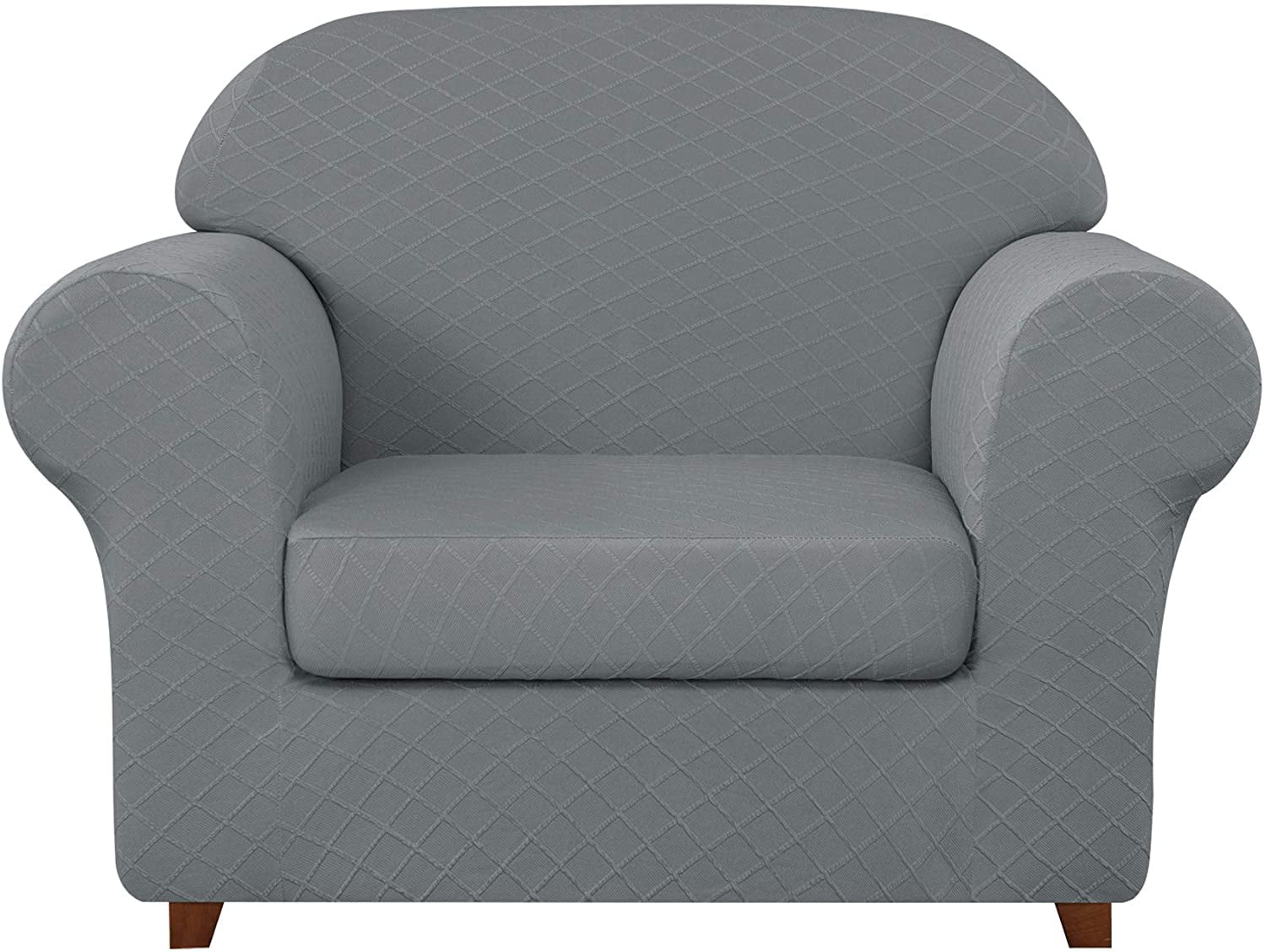 Subrtex Stretch 2Piece Textured Geometric Armchair Slipcover, Light