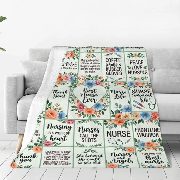 Nurse Gifts, Nurse Blanket for Women, Soft Flannel Throw for Nurse Practitioners and Nurses 50x40