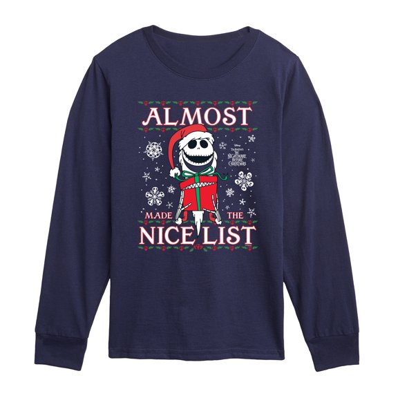 Nightmare Before Christmas - Jack Nice List - Youth Boys Long Sleeve Graphic T-Shirt