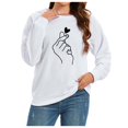 thumbnail image 1 of WEAIXIMIUNG Sweatshirts Mignons pour Femmes Pull Décontracté Col Rond Graphique Cœur Sans Capuche, 1 of 4
