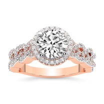 IGI Certified 4 Carat Round Shape Lab Grown Diamond Engagement Ring | 14K Rose Gold | Imperiella Halo Celtic Knot Diamond Ring | FG-VS1-VS2 Quality Friendly Diamonds