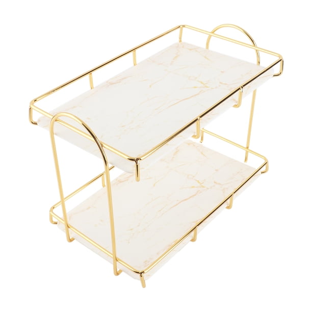 Estante De Almacenamiento Para , Estante De Maquillaje De 2 Niveles, Estructura Humanizada, Organizador De Mostrador, Dorado Y