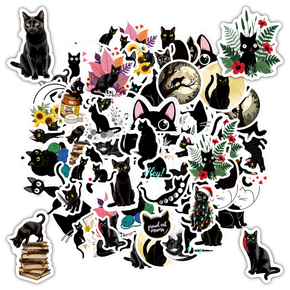 35pcs Cute Stickers Black Cat Stickers Funny Stickers Toy Stickers for Laptops Notebooks Suitcases