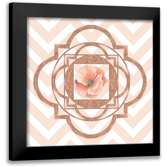 Lavoie, Tina 12x12 Black Modern Framed Museum Art Print Titled - Persian Rose Gold Quatrefoil