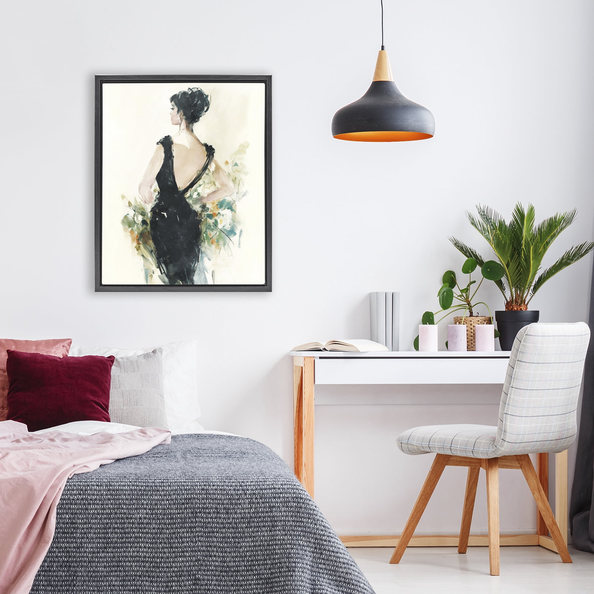 Stupell Industries Backless Reverie Gown Black Framed Floater Canvas Wall Art, design by Svetlana Aleynikova