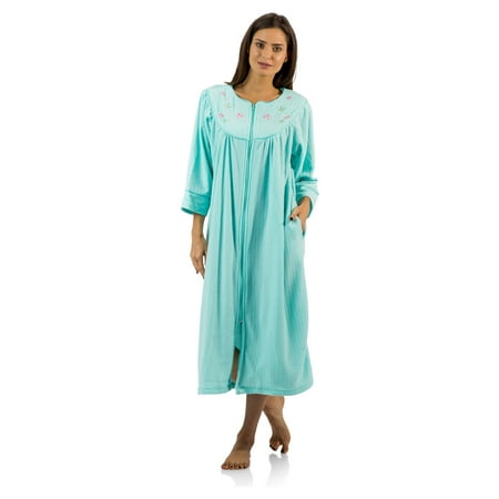 

Casual Nights Women s Zipper Front Jacquard Fleece Long Robe Duster