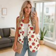 thumbnail image 4 of Uorisanigo Poinsettia Christmas Women's Sleeveless Vest Jacket with Pockets Women's Suit Vest Top Open Front V Neck Vests Blazer Fashion Size XL, 4 of 7