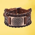 thumbnail image 4 of Brazalete de cuero Sunnimix Pulseras anchas de puño Hombre Marrón, 4 of 8