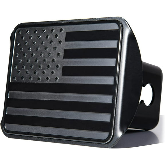 Zone Tech Tactical USA American Flag Hitch Cover - Black Thick Durable Metal Novelty American Flag Trailer Plug Hitch Cover -US Patriotic Pledge of Allegiance
