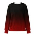thumbnail image 4 of XFLWAM Womens Crewneck Color Block Sweatshirts Long Sleeve Pullover Shirts 2022 Cozy Fall Top Wine Red XXL, 4 of 5