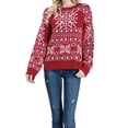 thumbnail image 1 of Chandail de Noël pour Femme, Blouse à Col Rond, Tricot Décontracté Duveteux, Torsadé, Chandail Mode, Fermeture Mi-Longue, Manteau, Imprimé, Cardigan Chaud, 1 of 7
