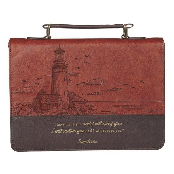 Bible Cover Classic Two-tone Brown I Will Carry You Isa. 46:4