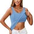 thumbnail image 2 of Built in Bra Tank Tops for Women Summer Casual Scoop Neck Spaghetti Straps Camisole Plus Size Athletic Workout Tops Blue XL, 2 of 7