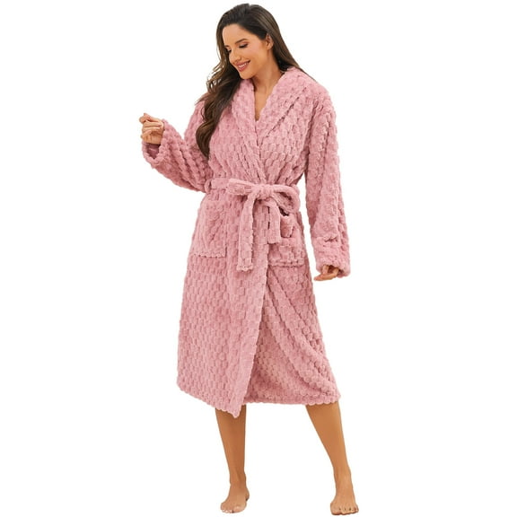 AMITOFO Plush Robes for Women – Soft Warm Fleece Bathrobe Elegant Comfort & Warmth for the Cold Seasons