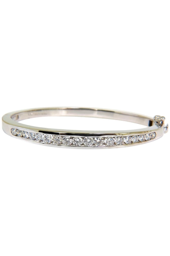 2.60CT DIAMOND BANGLE BRACELET F/VS 14KT HEAVY SOLID BUTTON LOCKED