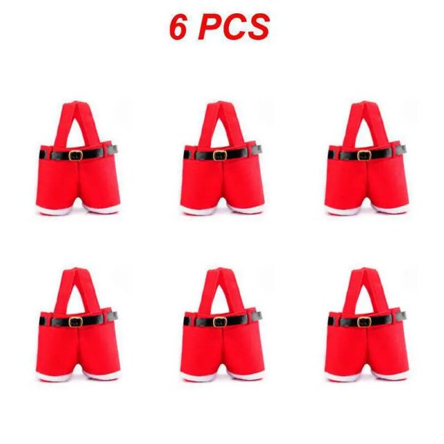Bolsa de regalo de Navidad roja de 1 a 10 piezas, soporte de regalo, diseño creativo, pantalones de Papá Noel, bolsa de dulces de boda, Navidad, Año Nuevo