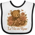 thumbnail image 3 of Inktastic Cute Teddy Bear 'la Vie En Rose' Floral Art Boys or Girls Baby Bib, 3 of 4