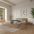 thumbnail image 2 of Nexera Kanso 4-Piece Queen Size Low Platform Bedroom Set, Brown Oak, 2 of 7