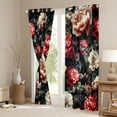 thumbnail image 3 of Homewish Teenagers Adults Retro Chic Floral Peony Black Out Curtains,Vintage Aesthetic Curtains Pack of 2 (42x63 Each),Luxury Exotic Style Bedroom Curtains,Breathable Home Decor, 3 of 6