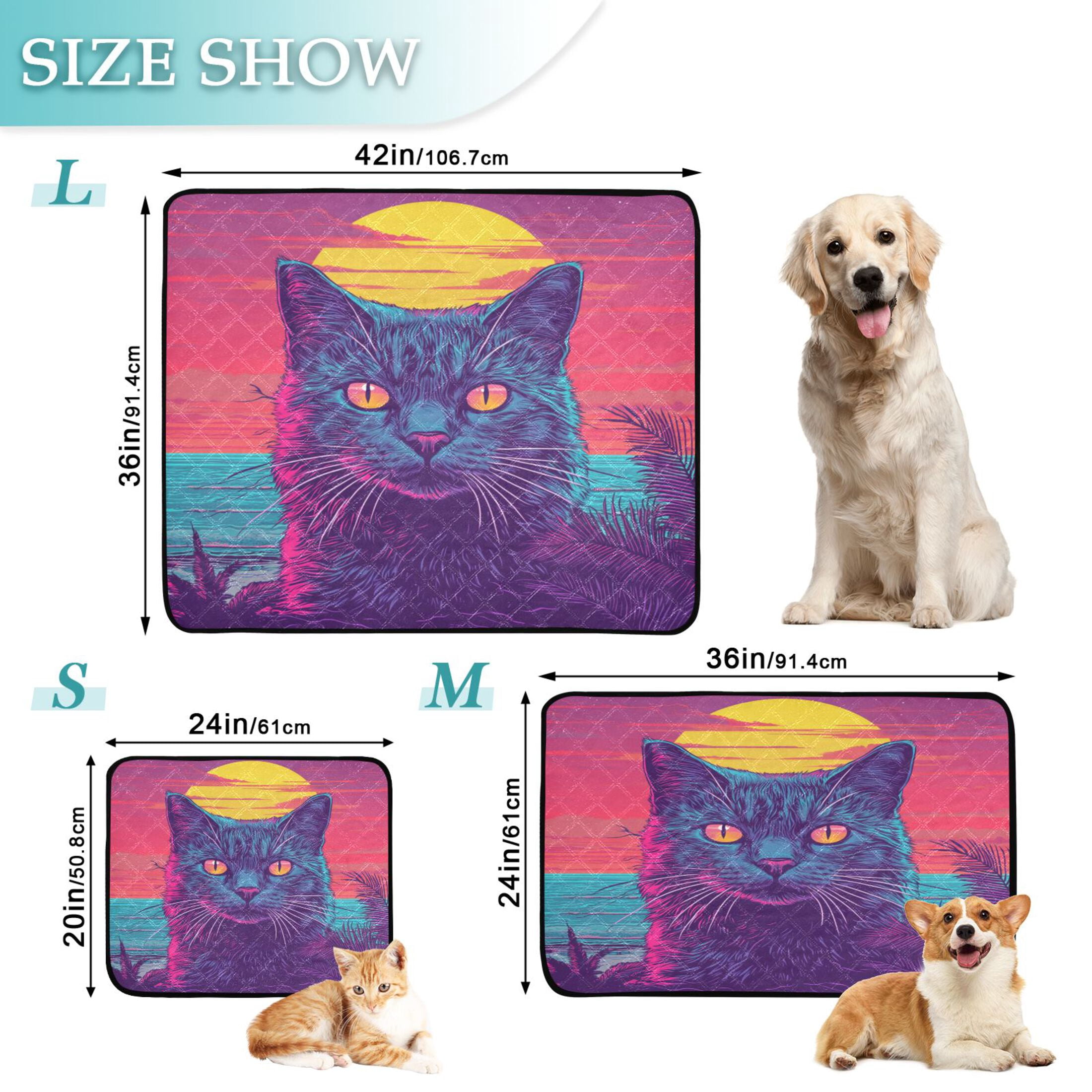 Qxltty Cat before Sunset Cat litter Pads Pet Set of 3 Diaper Mats Center Anti-leakage Layer Absorbent Soft and Comfortable