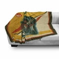 thumbnail image 3 of Jukebox Soft Flannel Fleece Throw Blanket, Digital Retro Print Party Themed Old Antique Music Radio, Cozy Plush for Indoor and Outdoor Use, 60" x 80", Earth Yellow Olive Green, by Ambesonne, 3 of 6