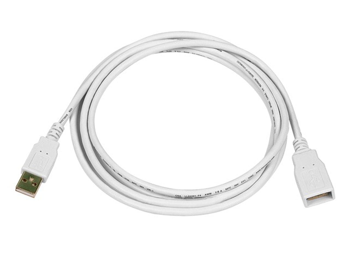 Monoprice USB 2.0 Extension Cable - 6 Feet - White | USB Type-A Male to USB Type-A Female