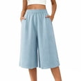 thumbnail image 7 of Noric Women's Plus Size Capri Pants Casual Wide Leg Casual Flowy Culottes Summer Lounge Beach Pants with Pockets, 7 of 7