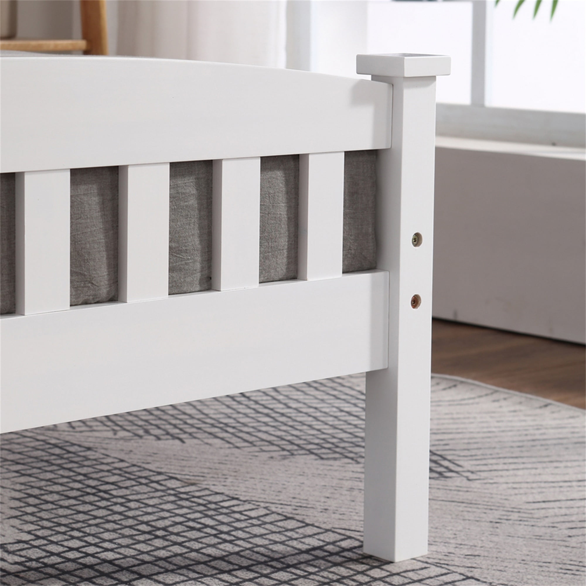 Kadyn Full Size Bed Frame with White Vertical Slat Headboard and Footboard, Solid Wood Platform Bed, Full Size Bed Frame Mattress Foundation with Wood Slat Support, Easy to Assemble, White Kadyn Full Size Bed Frame with White Vertical Slat Headboard and Footboard, Solid Wood Platform Bed, Full Size Bed Frame Mattress Foundation with Wood Slat Support, Easy to Assemble, White