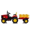 thumbnail image 3 of Ride on Tractor, 12 V Battery Powered Electric Vehicle Toy with LED Lights and Removable Trailer, Remote Control Toy Vehicle with Safety Belt, 3 of 7