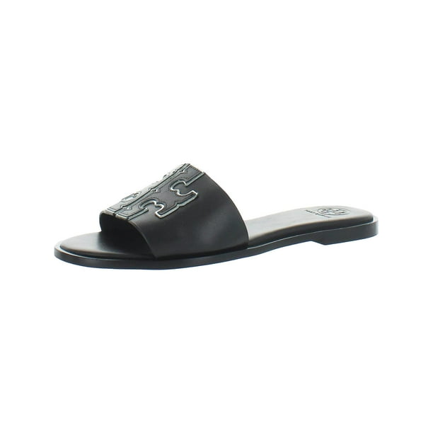 Tory Burch Women's Ines Calf Leather / Metallic Vegan Perfect Black Silver  Sandal  