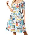 thumbnail image 2 of 2024 Chemistry lab science equipment pattern Dress long sleeve dresses Party dresses, 2 of 7