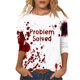 thumbnail image 1 of Camisa de manga larga con estampado de salpicaduras de sangre de Halloween para mujer, blusa informal con cuello redondo y gráfico para fiestas navideñas, 1 of 5