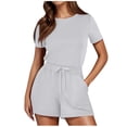thumbnail image 1 of YDLCAFD Womens Casual Short Sleeve Shorts Solid Jumpsuit With 2 Pockets L, 1 of 7